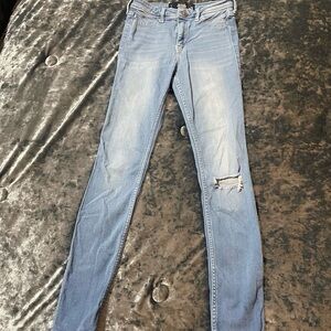 Hollister Blue Jeggings with Distressed Knee
